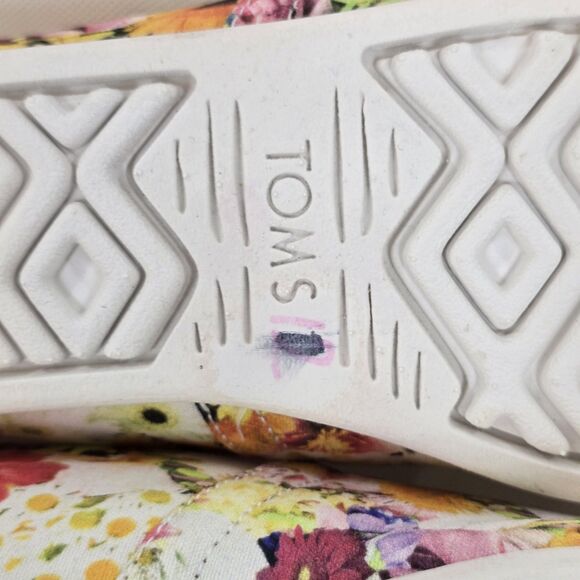 TOMS Shoes Womens Size 9 White Floral Print Alpargata Slip On Canvas Ortholite - Picture 14 of 14